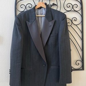 Dior Charcoal Pinstripe Tuxedo Jacket